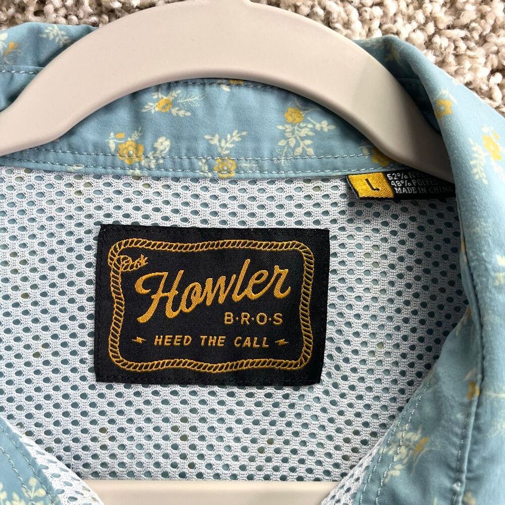 Howler Brothers Shirt Men’s L Floral Short Sleeve Double Pocket Snap Button Down - Picture 2 of 7